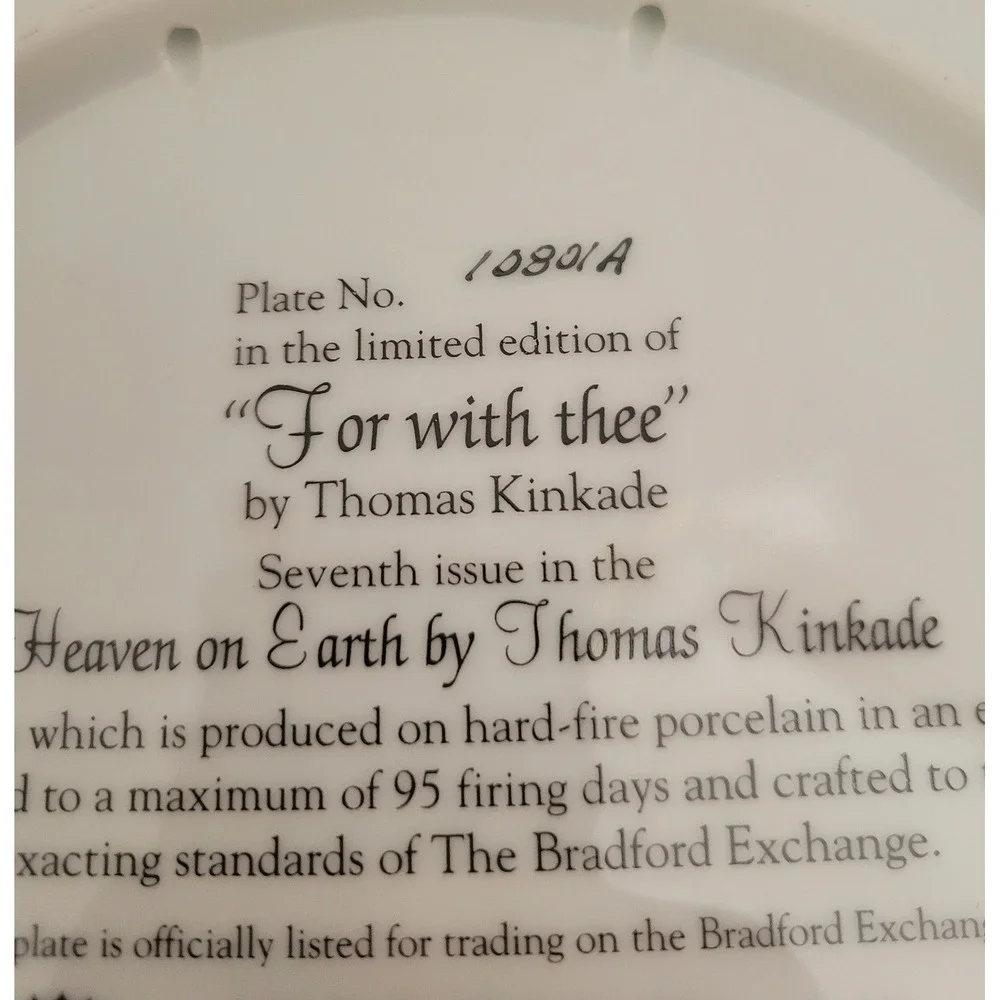 Thomas Kinkade Collector Plate Bradford Exch. For With‎ Thee Heaven 8in Cottage - Picture 8 of 11